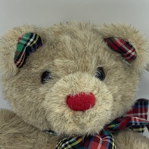 Vtg 1983 Wallace Berrie Old Time Teddy Bear Plush Plaid Ribbon 5.5” Korea - Picture 2 of 8